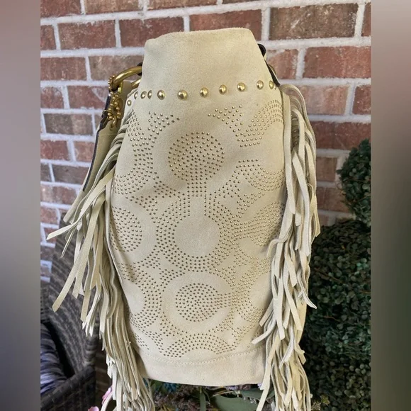 Coach Poppy Limited Edition BELLA Fringe Suede Shoulder Bag 16734 UNICORN! - Picture 8 of 15